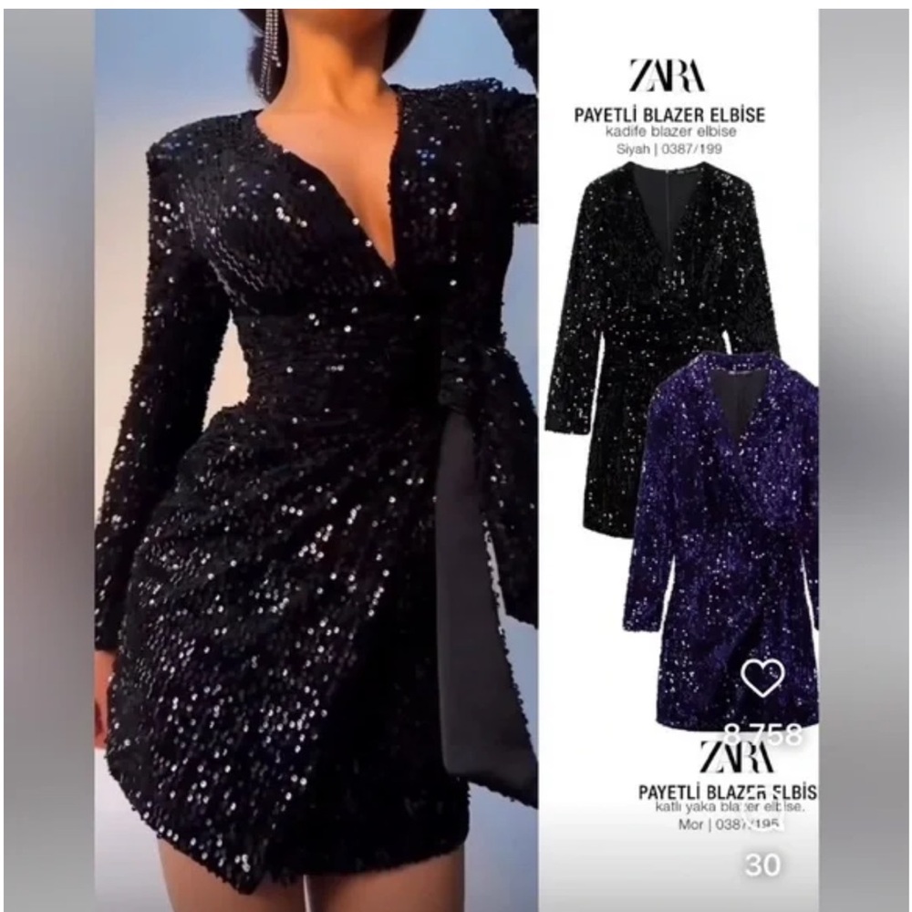 NWT BLOGGERS FAVORITE ZARA SEQUIN BLAZER DRESS